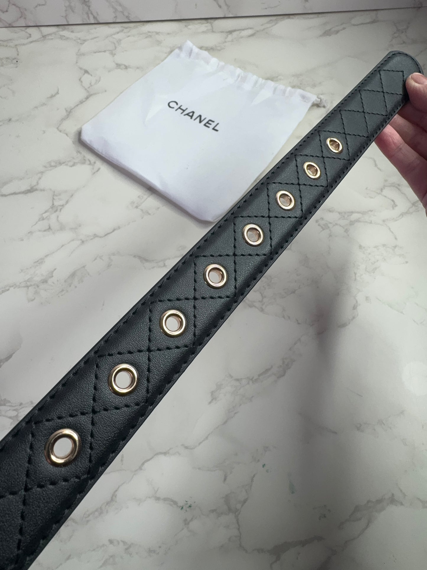 Chanelia Leather Buckle Belt
