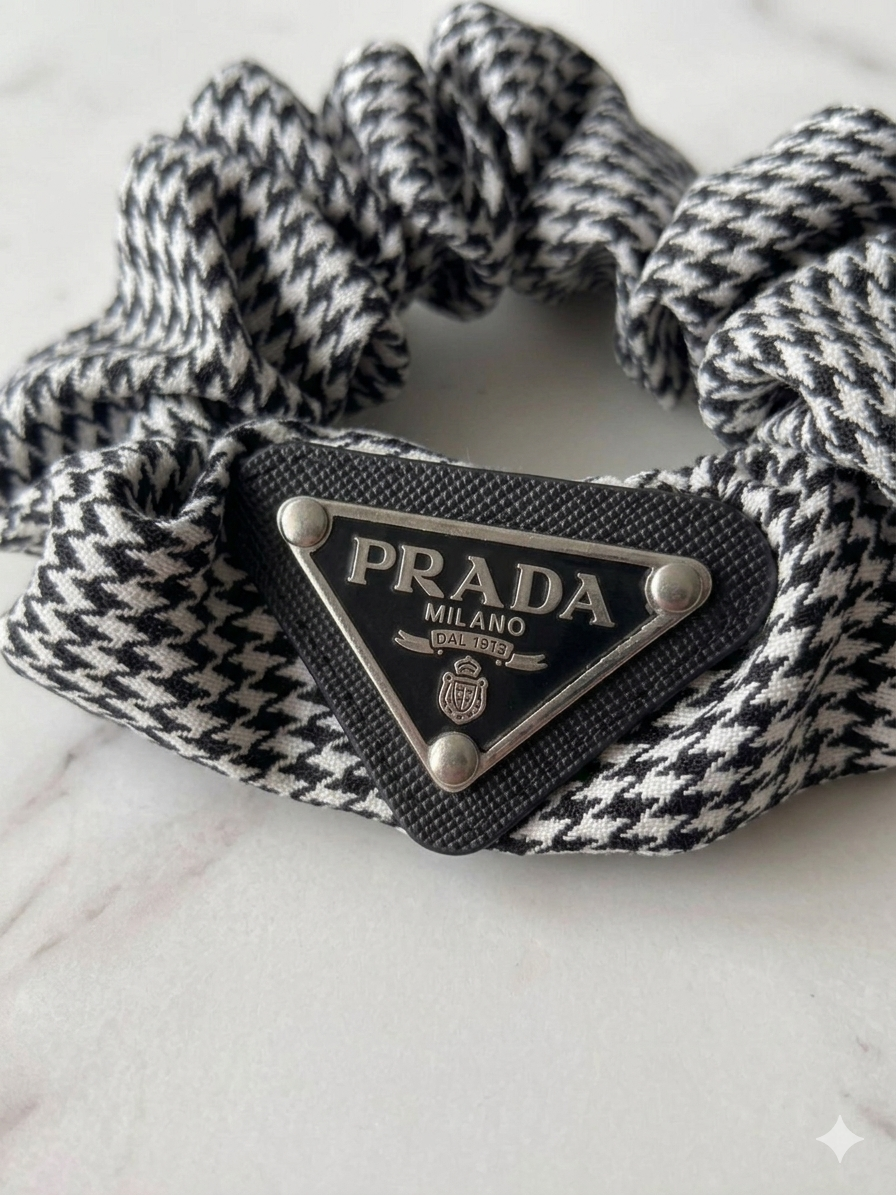 Prada Houndstooth Scrunchie