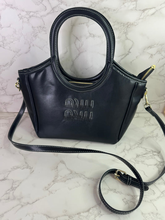 MIU Leather Τσάντα (Μαύρο)
