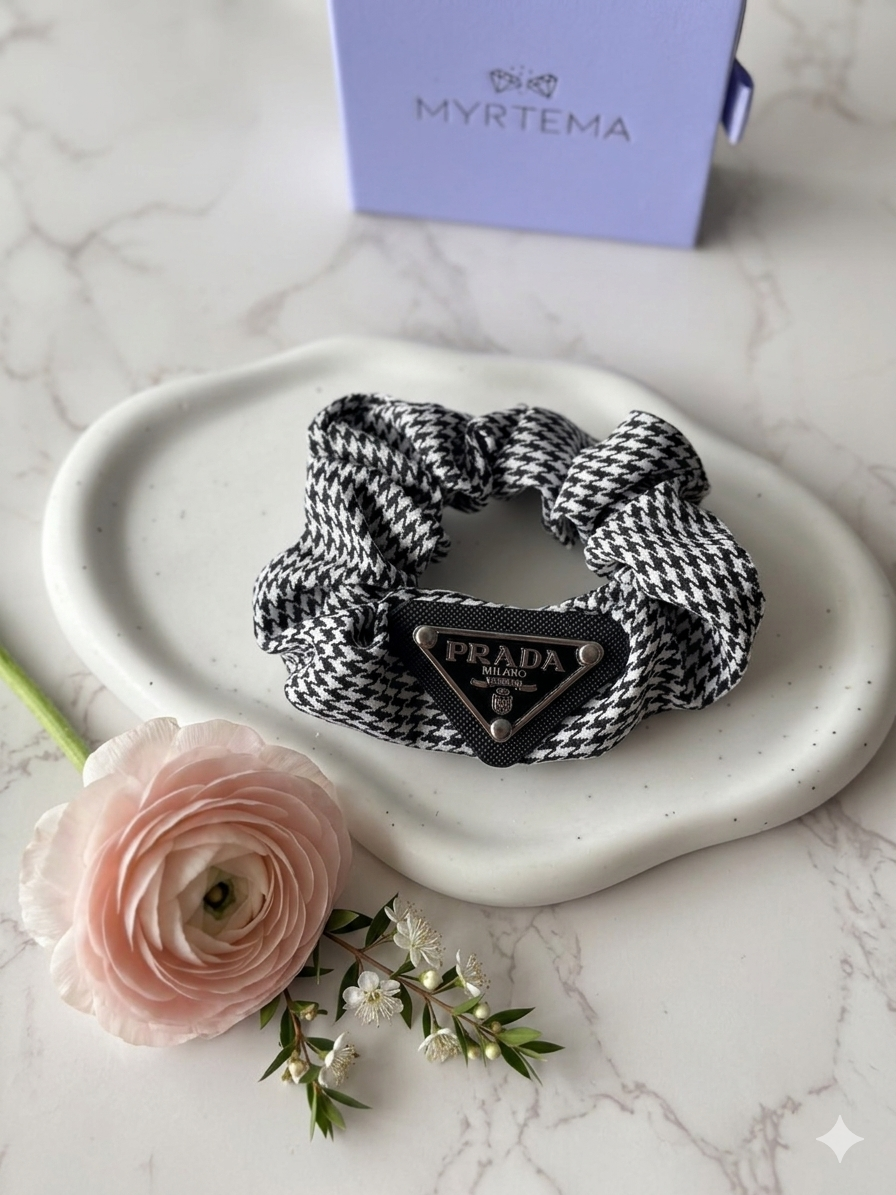 Prada Houndstooth Scrunchie
